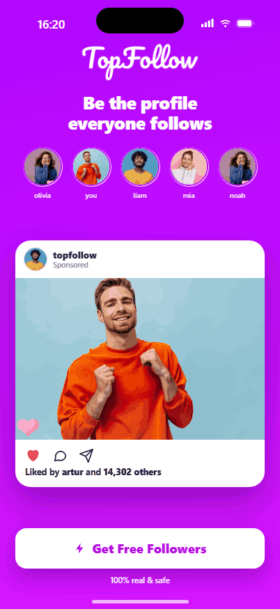 TopFollow app preview